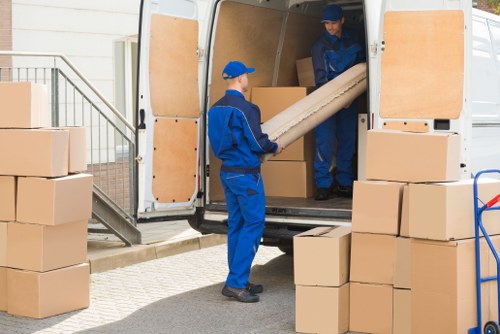 Man and van van loading boxes for a Lambeth move