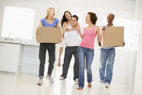 Moving team preparing a home removal in Lambeth near residential flats