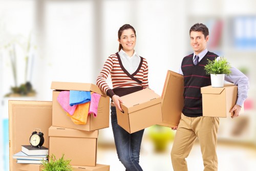 Removal van and moving team preparing for a property move in Lambeth