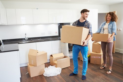 Cardboard moving boxes and wrapping materials for local relocation