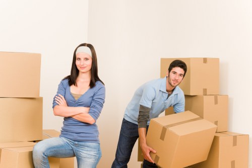 Man and van moving service with boxes and van
