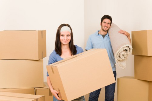 Packed boxes and furniture ready for a local house removal in Lambeth