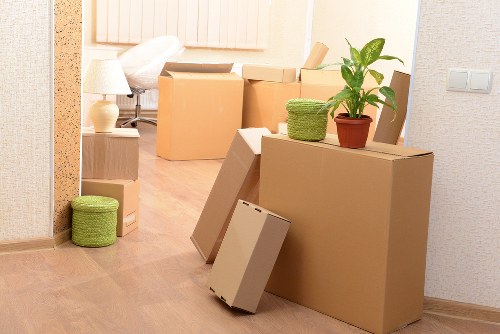 Office furniture being loaded for transport in Lambeth